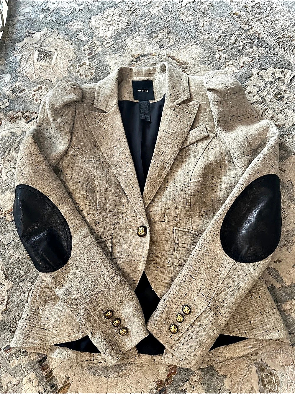 SMYTHE equestrian Linen-Textured Blazer in Brown